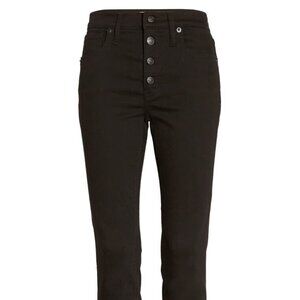 Madewell - Mid Rise Skinny Jeans Button Front - Black Frost - Sz 33